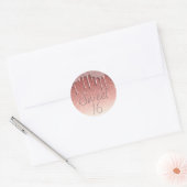 Girly Roos Gold Sweet 16 Verjaardag Glitter Drip Ronde Sticker (Envelop)