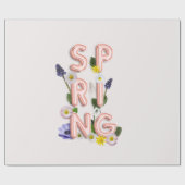 Girly Roos Gold Trendy Flower SPRING Typografie Cadeaupapier (Vlak)