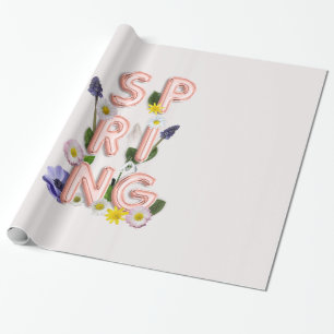 Girly Roos Gold Trendy Flower SPRING Typografie Cadeaupapier