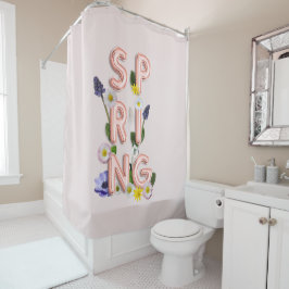 Girly Roos Gold Trendy Flower SPRING Typografie Douchegordijn