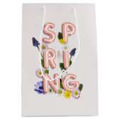 Girly Roos Gold Trendy Flower SPRING Typografie Medium Cadeauzakje (Voorkant)