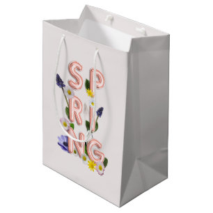 Girly Roos Gold Trendy Flower SPRING Typografie Medium Cadeauzakje