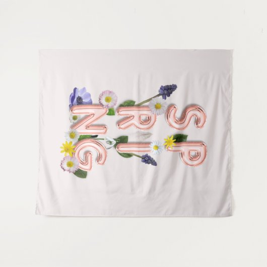 Girly Roos Gold Trendy Flower SPRING Typografie Wandkleed (Voorkant (horizontaal))