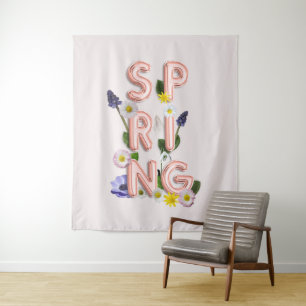 Girly Roos Gold Trendy Flower SPRING Typografie Wandkleed