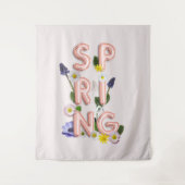 Girly Roos Gold Trendy Flower SPRING Typografie Wandkleed (Voorkant)