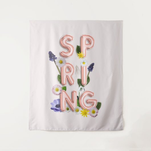 Girly Roos Gold Trendy Flower SPRING Typografie Wandkleed (Voorkant)