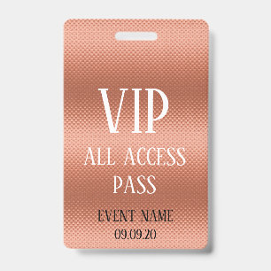 Girly Roos Gold VIP Access Event Badge