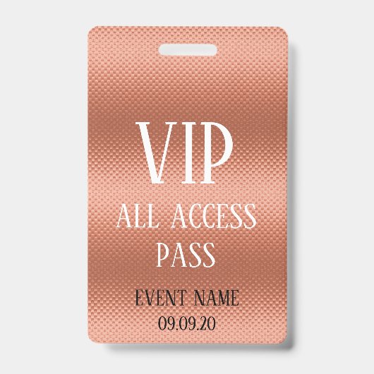 Girly Roos Gold VIP Access Event Badge (Voorzijde)