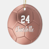 Girly Roos Gold Voetbal Gepersonaliseerde naam Keramisch Ornament (Links)