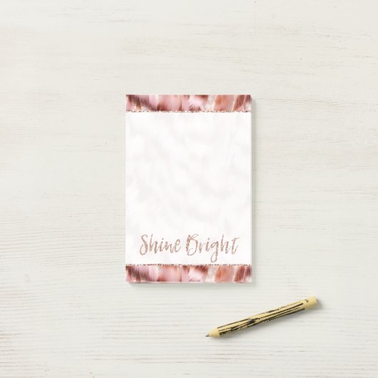 Girly Roos Gold Zebra Glitter Shine Bright Post-it® Notes (Op bureau)