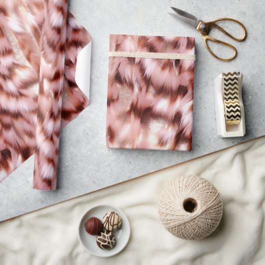 Girly Roos Gold Zebra Glitzy Animal Cadeaupapier (Crafts)