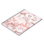 Girly Roos Goud en Wit Marmer Monogrammed Glam Notitieboek (Linkerzijde)