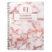 Girly Roos Goud en Wit Marmer Monogrammed Glam Notitieboek (Voorkant)