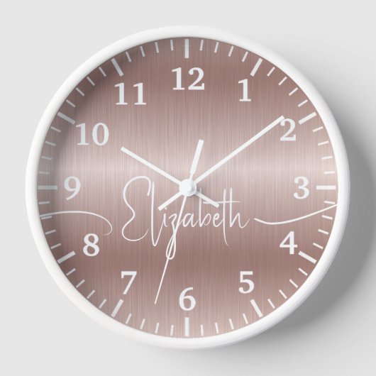 Girly Roos Goud Geborsteld Metaal Wit Monogram Naa (Voorkant)