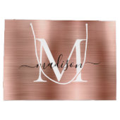 Girly Roos Goud Geborsteld Metalen Monogram Script Groot Cadeauzakje (Achterkant)