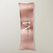 Girly Roos Goud Geborsteld Metalen Monogram Script Lichaamskussen (Voorkant Verticaal)