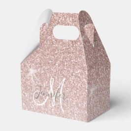 Girly Roos Goud Glitter Blush Naam Monogram Bedankdoosjes