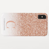 Girly Roos Goud Koper Glitter Ombre Monogram Case-Mate iPhone Case (Achterkant (horizontaal))