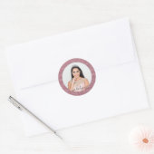 Girly Roos Goud Roze Glitter Naam en foto Ronde Sticker (Envelop)