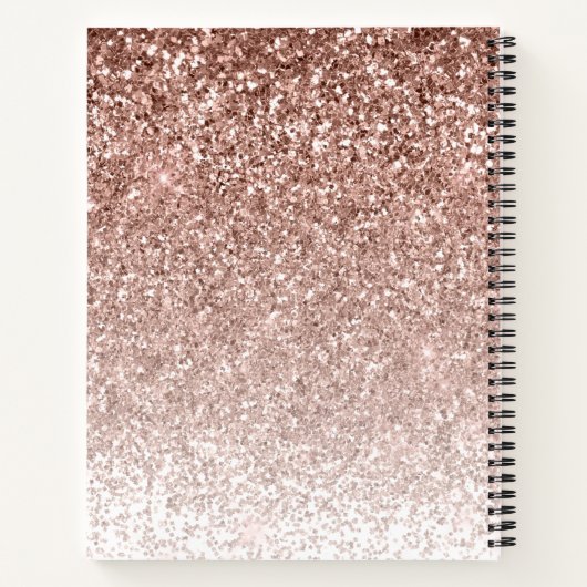 Girly Roos Goud Roze Glitter Sparkle Chic Monogram Notitieboek (Achterkant)