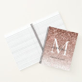 Girly Roos Goud Roze Glitter Sparkle Chic Monogram Notitieboek (Binnen)