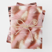 Girly Roos Goud Roze Wit Inpakpapier Vel (In situ)