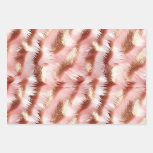  Girly Roos Goud Roze Wit Inpakpapier Vel (Voorkant)