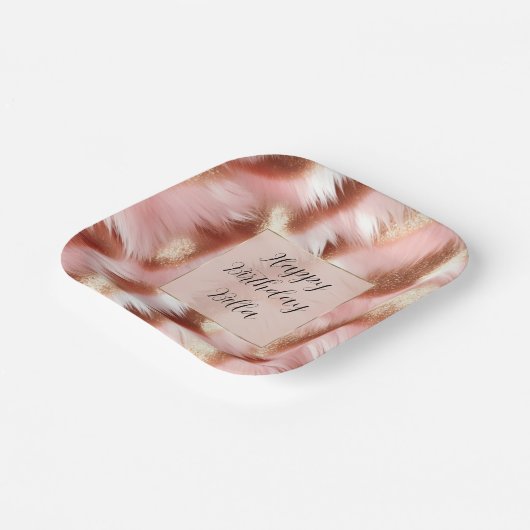 Girly Roos Goud Roze Wit Papieren Bordje (Gebogen)