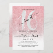 Girly Roos Goud Wit Glitter Ombre Sweet 16 Kaart (Voorkant / Achterkant)