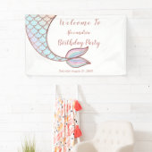 Girly Roos Goud Wit Zeemeermin Staart Pool Verjaar Spandoek (Insitu)