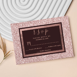 Girly roos gouden bordeaux glitter RSVP Kaartje