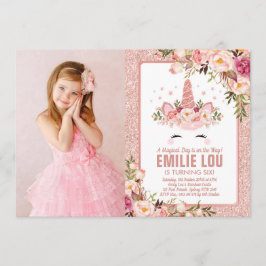 Girly Roos Gouden Eenhoorn Waterverf Rozen Verjaar Kaart