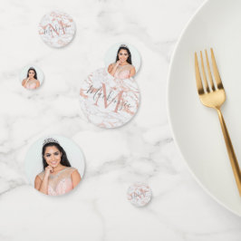 Girly Roos Gouden Folie Marmer Monogram Confetti