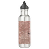 Girly Roos Gouden Glam Diamond Glitter Monogram Na Waterfles (Links)