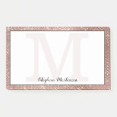 Girly Roos Gouden Glam Sparkle Monogram Naam Groot Post-it® Notes (Voorkant)