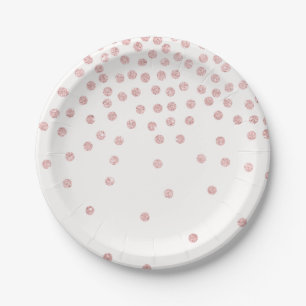 girly roos gouden glitter confetti polka dots papieren bordje
