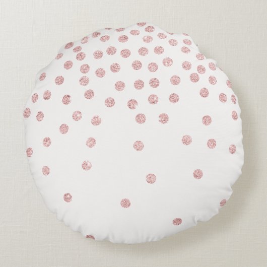 girly roos gouden glitter confetti polka dots rond kussen (Achterkant)