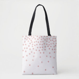 girly roos gouden glitter confetti polka dots tote bag