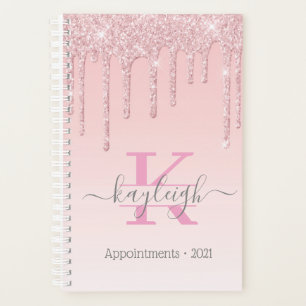 Girly Roos Gouden Glitter Drips Ombre Monogram 202 Planner