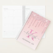 Girly Roos Gouden Glitter Drips Ombre Monogram 202 Planner (Display)