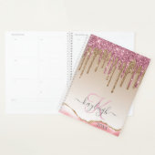 Girly Roos Gouden Glitter Drips Ombre Monogram 202 Planner (Display)