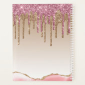Girly Roos Gouden Glitter Drips Ombre Monogram 202 Planner (Achterkant)