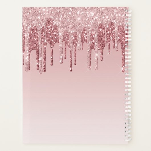 Girly Roos Gouden Glitter Drips Ombre Monogram 202 Planner (Achterkant)