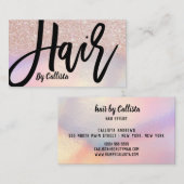 Girly Roos Gouden Glitter Iridescent Hair Stylist Visitekaartje (Voorkant / Achterkant)