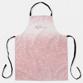 Girly Roos Gouden Glitter Ombre Gepersonaliseerd Schort (Voorkant)