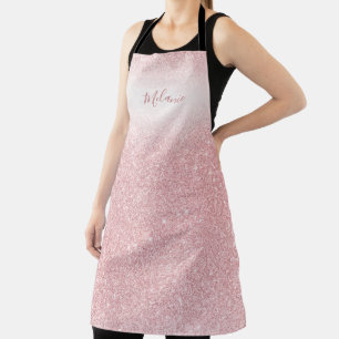 Girly Roos Gouden Glitter Ombre Gepersonaliseerd Schort