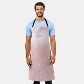 Girly Roos Gouden Glitter Ombre Gepersonaliseerd Schort (Gedragen)