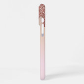 Girly Roos Gouden Glitter, Roze en Monogram Naam iPhone Hoesje (Linkerkant)
