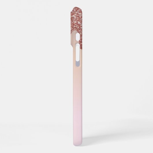 Girly Roos Gouden Glitter, Roze en Monogram Naam iPhone Hoesje (Linkerkant)