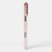 Girly Roos Gouden Glitter, Roze en Monogram Naam iPhone Hoesje (Rechterkant)